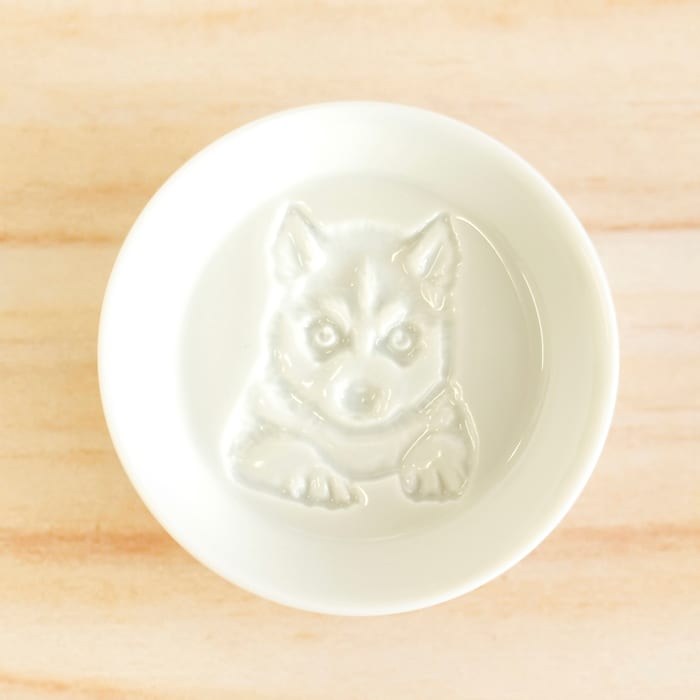 子犬（ハスキー）の醤油皿/木箱入り2枚セット